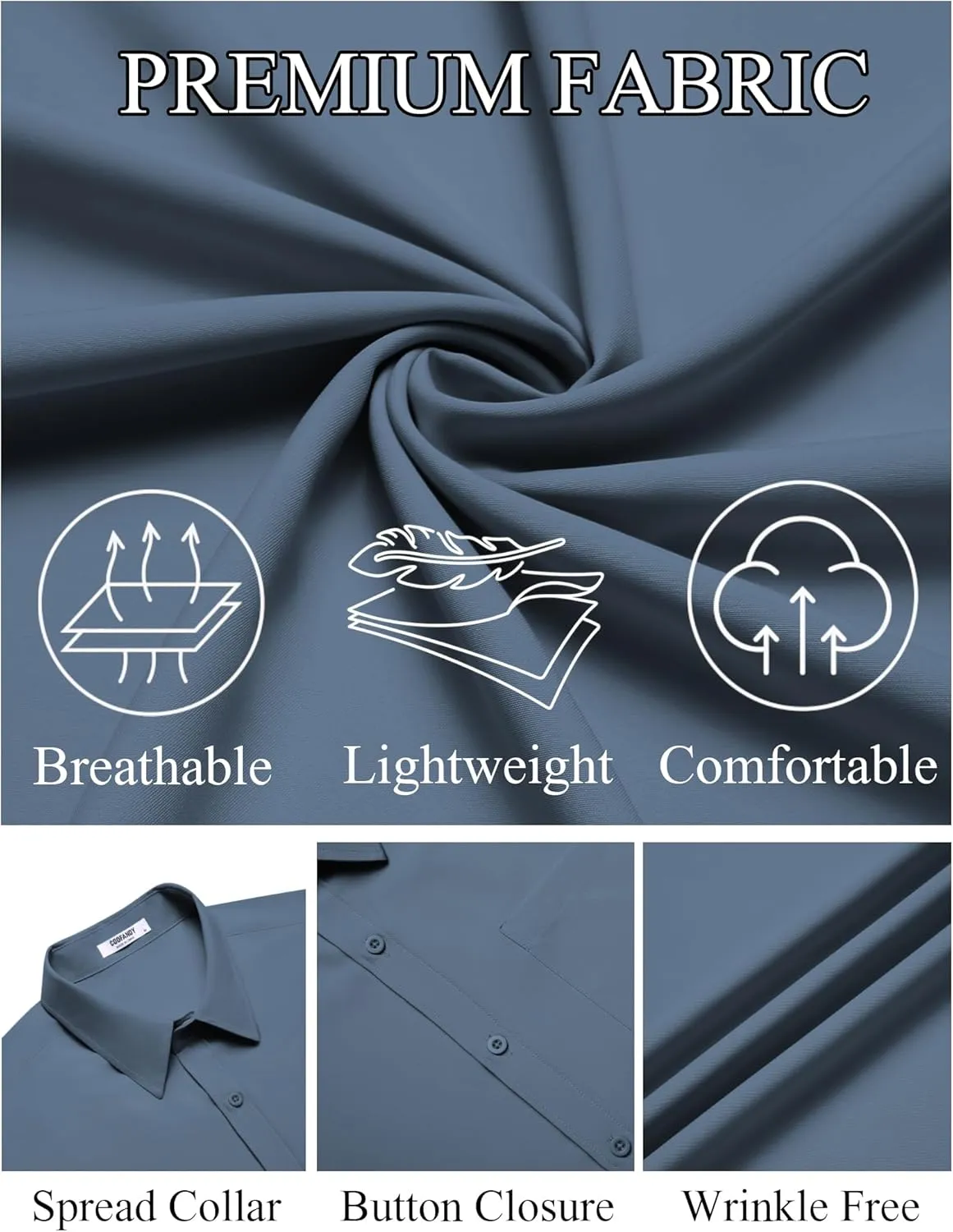 COOFANDY Mens Short Sleeve Dress Shirts Wrinkle Free Button Down Shirts Stain Shield Shirts with Pocket