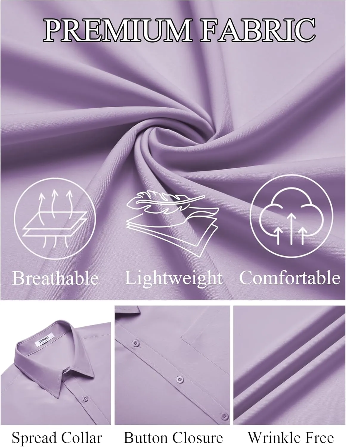 COOFANDY Mens Short Sleeve Dress Shirts Wrinkle Free Button Down Shirts Stain Shield Shirts with Pocket