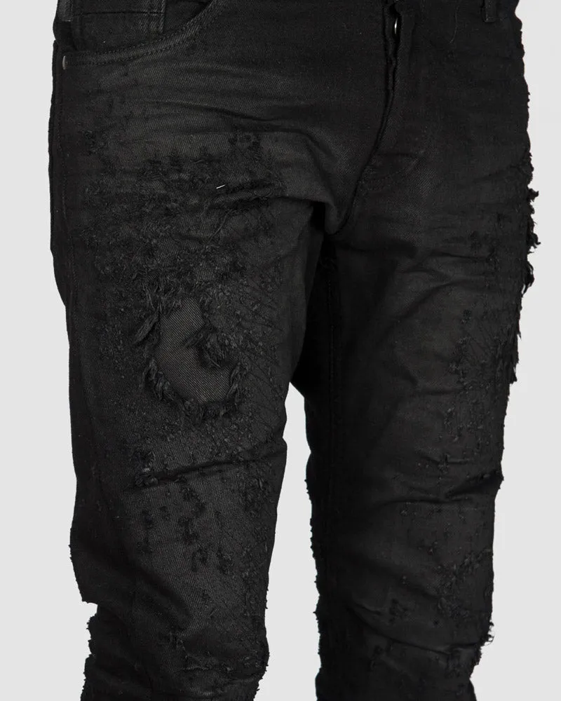 Distressed black jeans