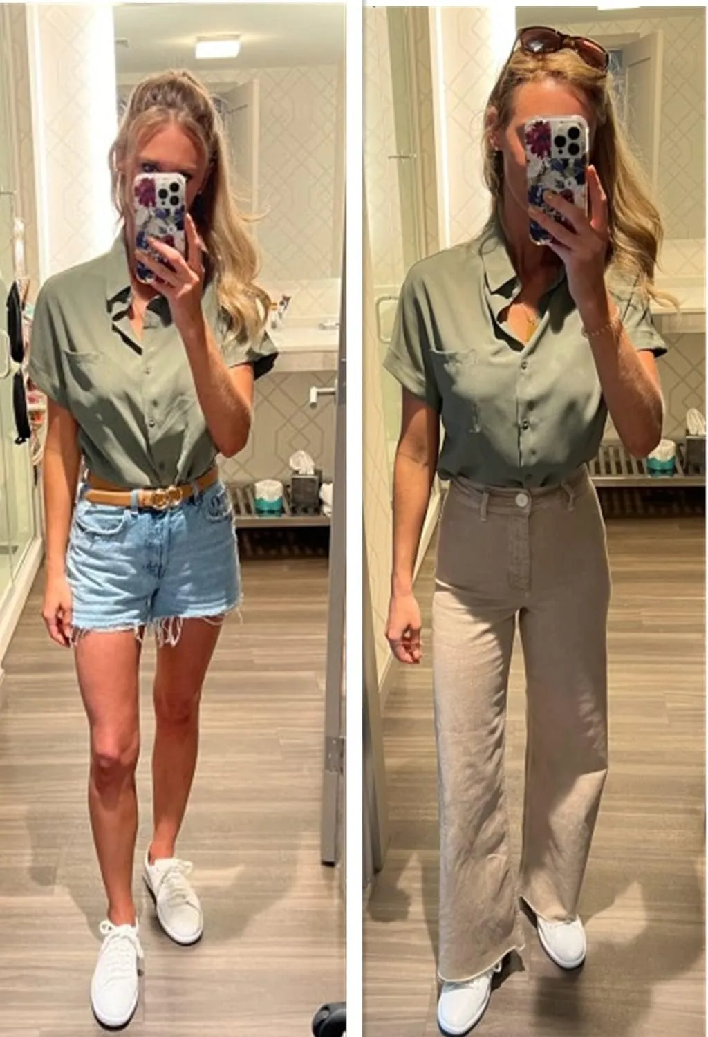 Inorin Womens Casual Short Sleeve Button Down Shirts V Neck Collared Shirt Tops Blouses with Pockets