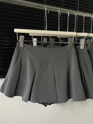 Kylethomasw   Spring Women New A-line High Waist Mini Skirts Loose Solid Color Slim Female Cozy Pleated Skirts Vintage Chic Preppy Style