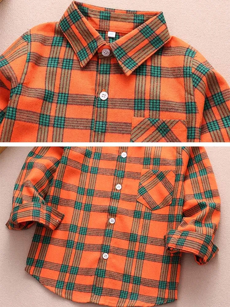 Men & Boy Button Down Shirt Kid Flannel Shirt Toddler Buffalo Plaid Shirt Boys Western Shirts Long Sleeve Father Son Shirt
