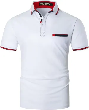 Mens Polo Shirts Short Sleeve Regular-Fit Quick-Dry Golf Polo Shirt Casual T Shirts Collared Shirts Short Sleeve
