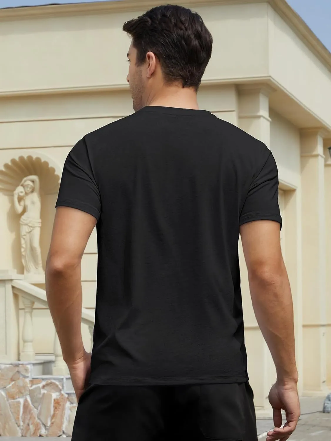 Mens T Shirts Casual Crewneck Short Sleeve Cotton Tee Shirts Hipster Hip Hop Longline T-Shirt
