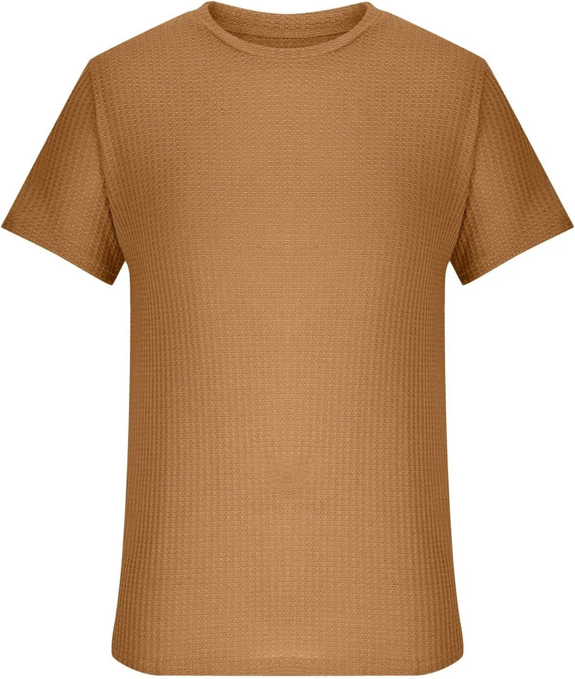 Mens Textured T-Shirts Lightweight Casual Knit Short Sleeve Crewneck Tops Summer Loose Fit Waffle Knit Pullover Tees