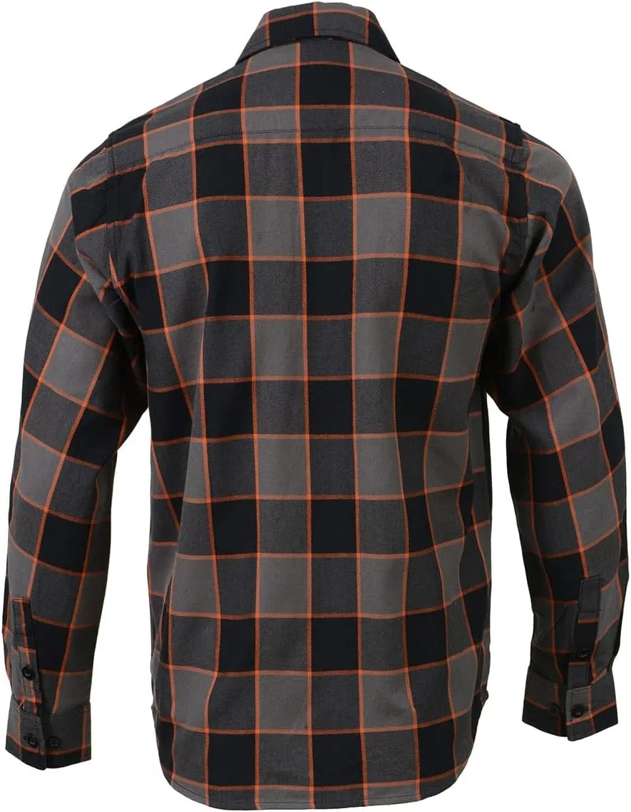 Milwaukee Leather MNG11648 Men's Grey with Brown and Orange Long Sleeve Cotton Flannel Shirt - 5X-Large
