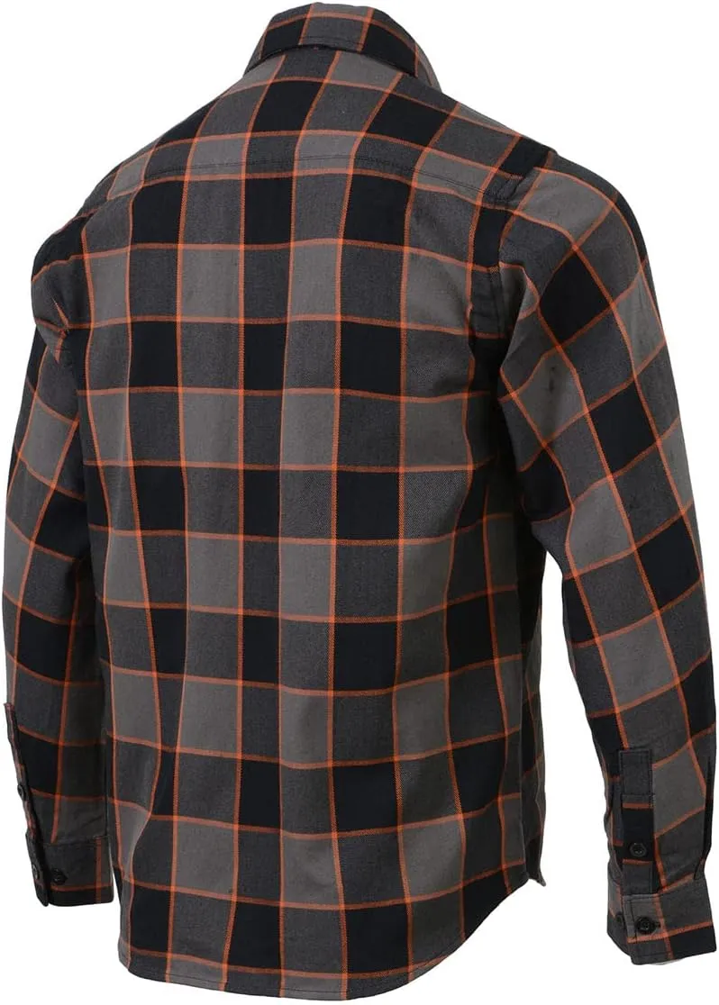 Milwaukee Leather MNG11648 Men's Grey with Brown and Orange Long Sleeve Cotton Flannel Shirt - 5X-Large
