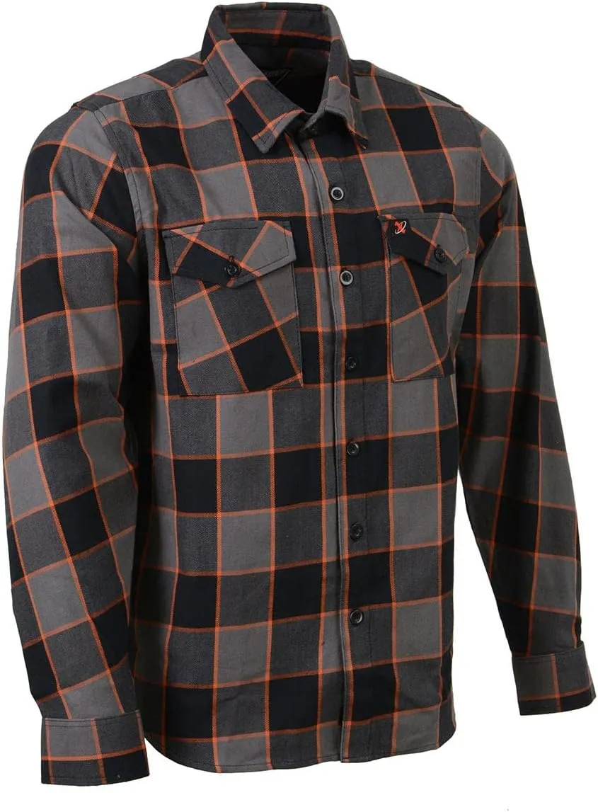 Milwaukee Leather MNG11648 Men's Grey with Brown and Orange Long Sleeve Cotton Flannel Shirt - 5X-Large