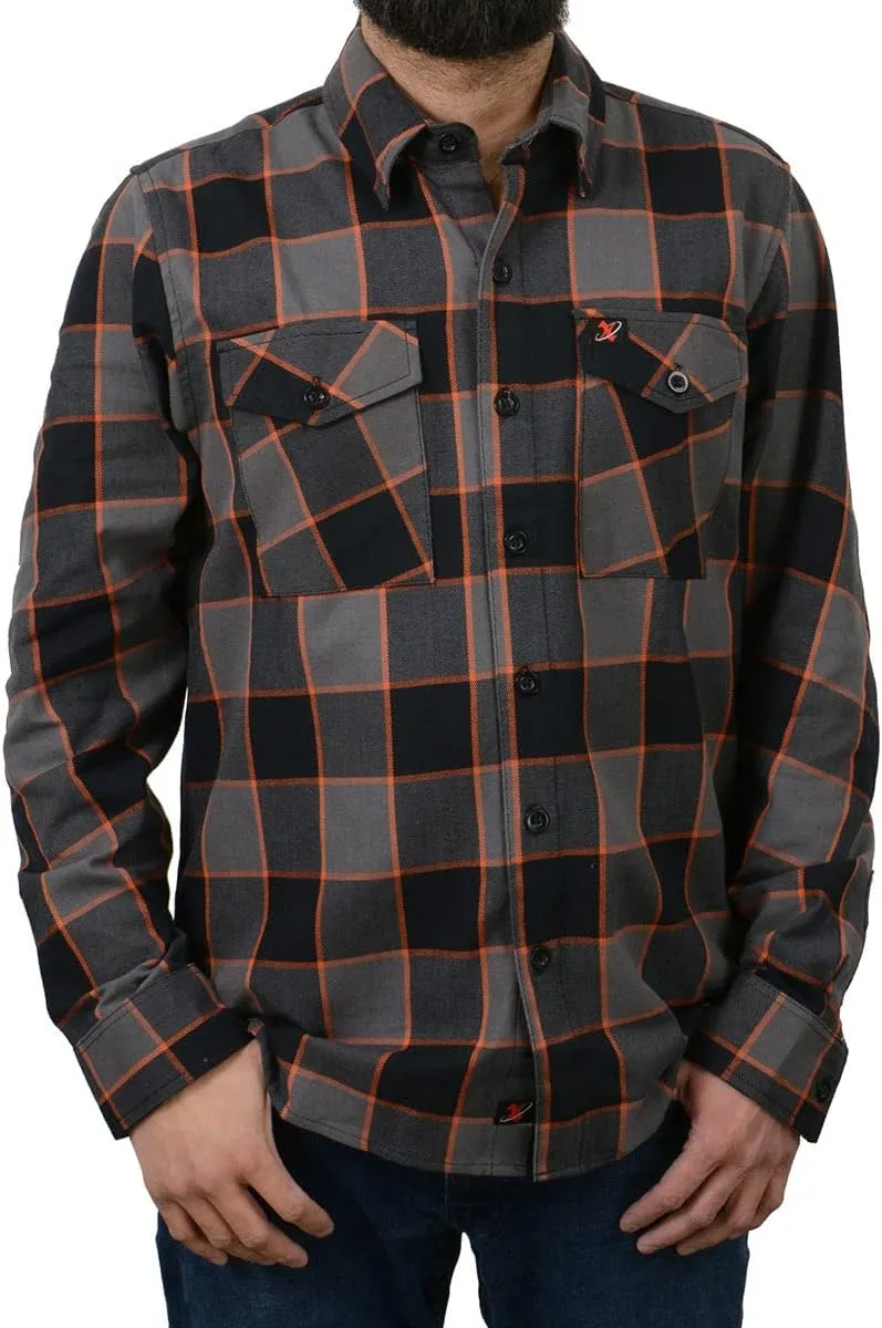 Milwaukee Leather MNG11648 Men's Grey with Brown and Orange Long Sleeve Cotton Flannel Shirt - 5X-Large