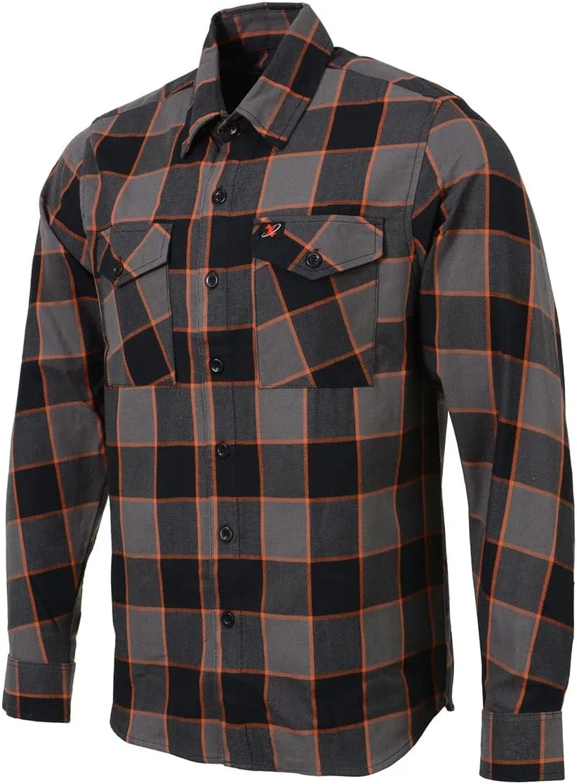 Milwaukee Leather MNG11648 Men's Grey with Brown and Orange Long Sleeve Cotton Flannel Shirt - 5X-Large