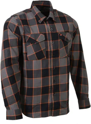 Milwaukee Leather MNG11648 Men's Grey with Brown and Orange Long Sleeve Cotton Flannel Shirt - 5X-Large