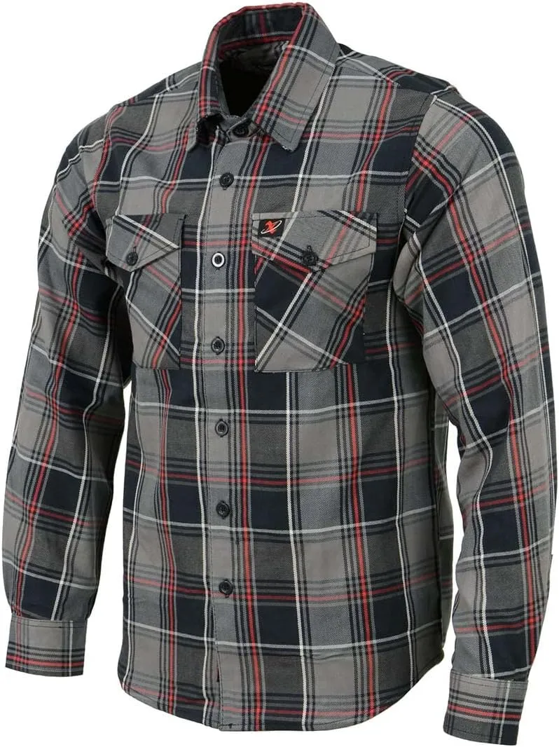 Milwaukee Leather MNG11658 Men's Black and Grey with Red Long Sleeve Cotton Flannel Shirt