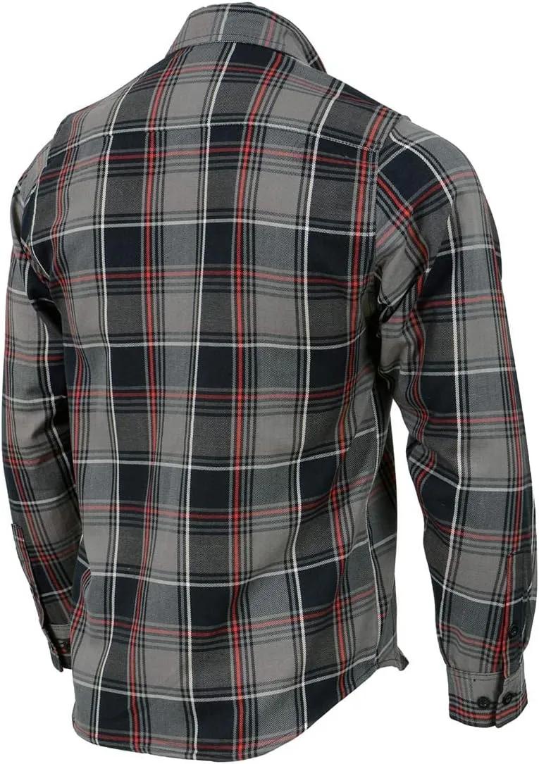 Milwaukee Leather MNG11658 Men's Black and Grey with Red Long Sleeve Cotton Flannel Shirt