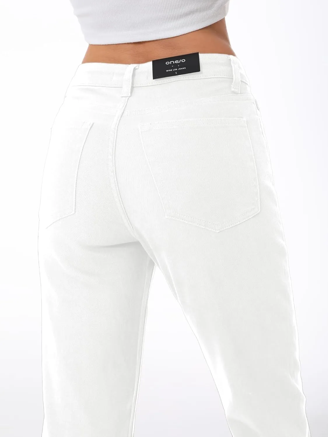 ONESO Women's Straight Leg Jeans Mid Waist Loose Stretchy Lightweight Trendy Jeans for Women Denim Pants