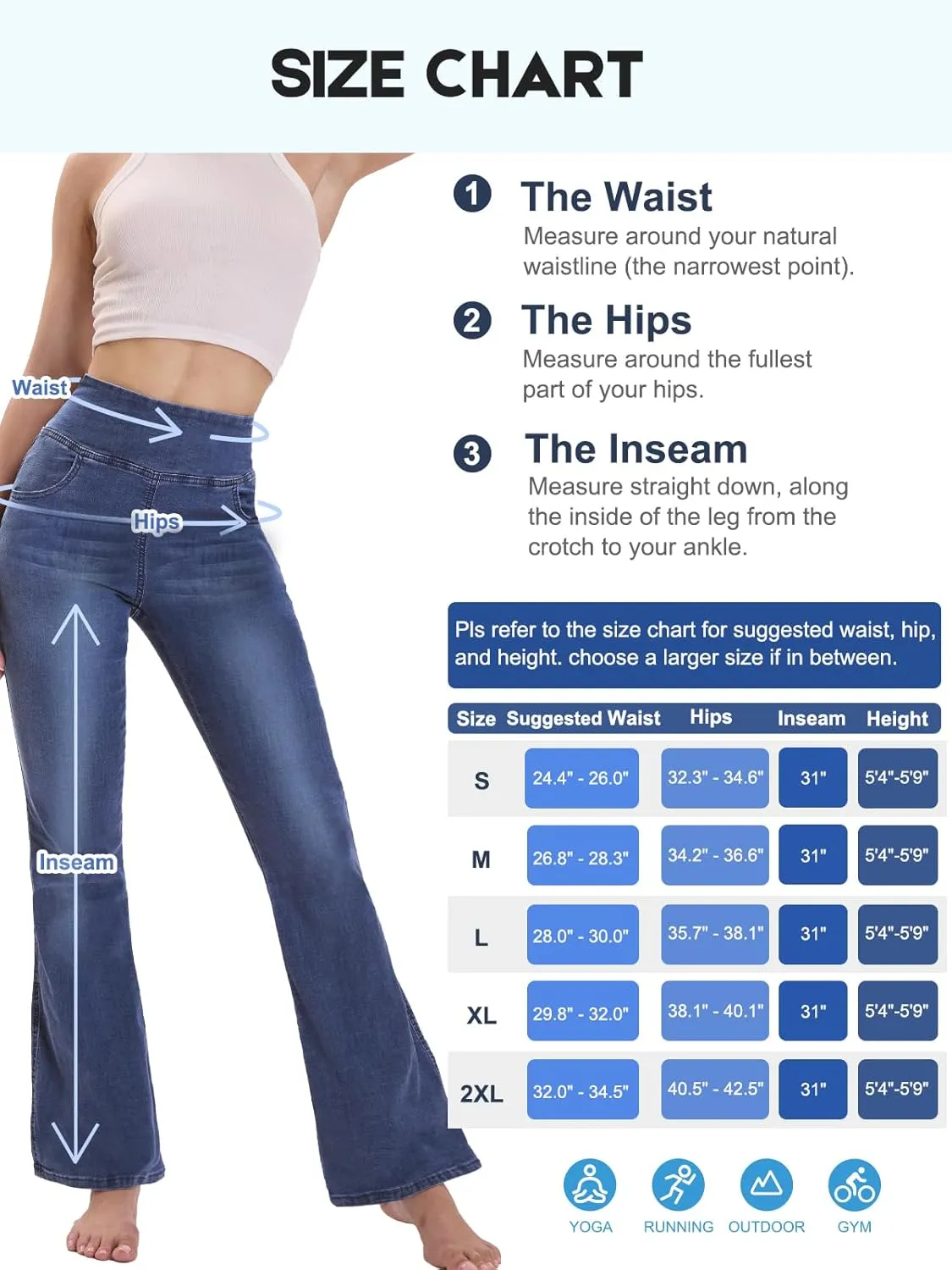 Pull on Flare Jeans for Women, Trendy Stretchy High Waisted Bell Bottom Skinny Boot Cut Jeans Legging for Women