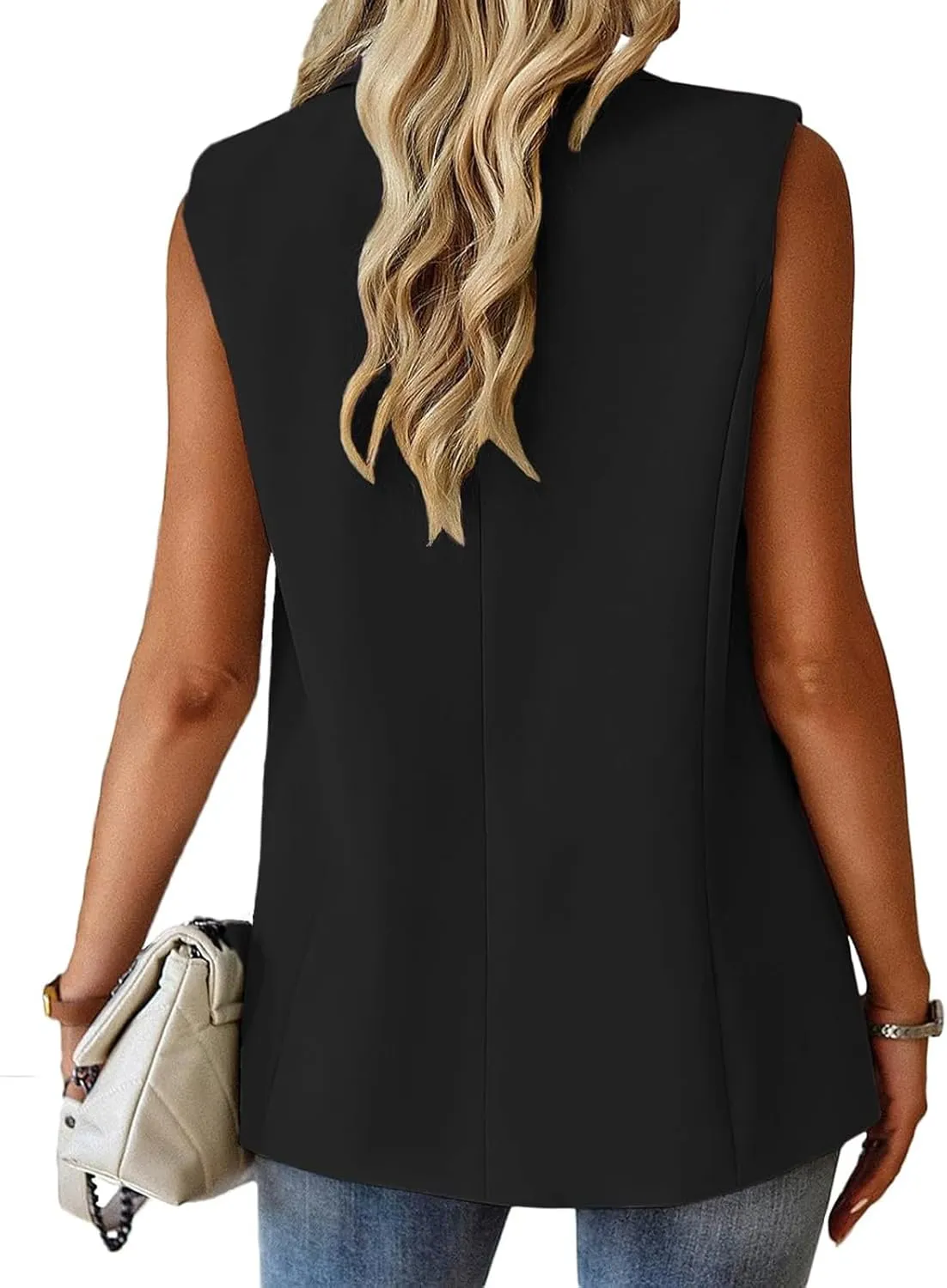 Vest Tops for Women Summer Casual Lapel One Button Sleeveless Blazers Business Loose Suit Jackets Office Work Blazer