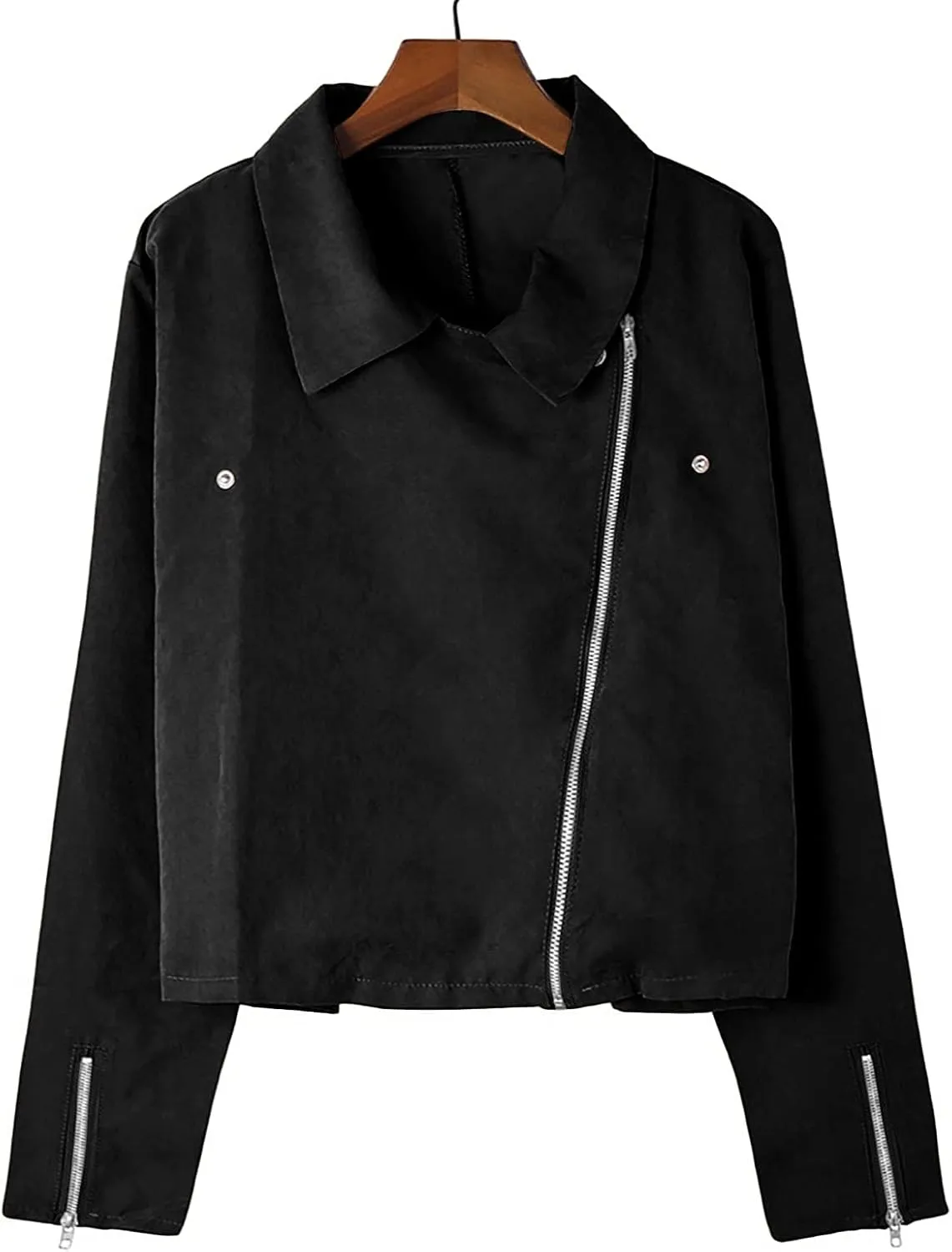 Womens Leather Jacket 2023 Fashion Faux Suede Biker Jackets Fall Zip Up Pu Motorcycle Slim Fit Coats with Pockets