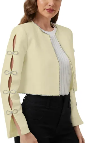 Women's Luxury Jackets Structured Dressy Jackets Crystals Short Cape Jacket, Wedding Guest Dinner Date Night, XS-XXXL