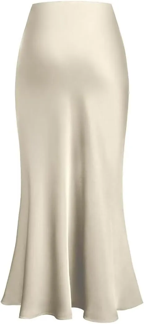 Womens Skirt High Waisted Skirts Satin Skirt Midi Silk Skirts for Women Skirts for Women Trendy