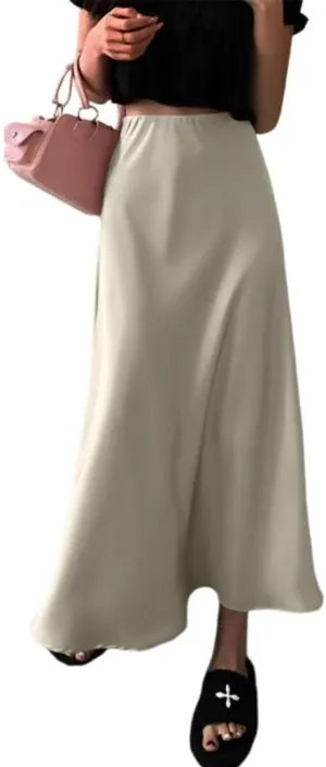 Womens Skirt High Waisted Skirts Satin Skirt Midi Silk Skirts for Women Skirts for Women Trendy