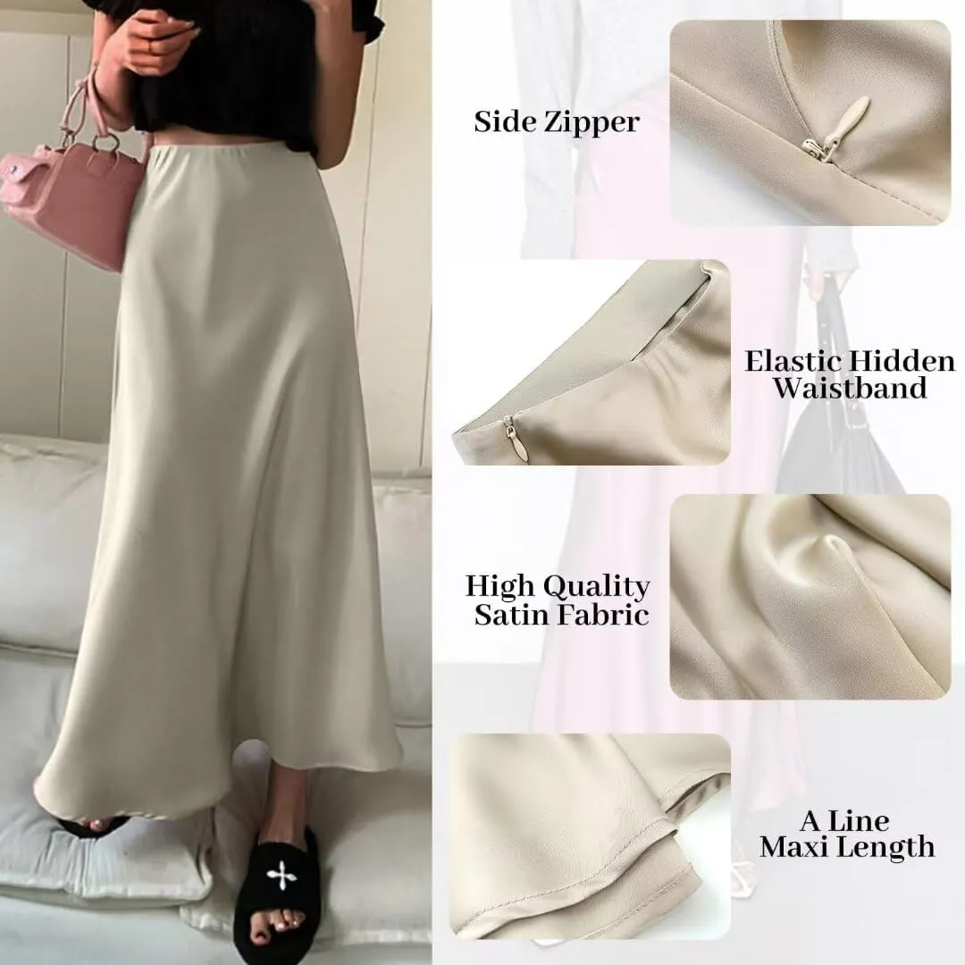 Womens Skirt High Waisted Skirts Satin Skirt Midi Silk Skirts for Women Skirts for Women Trendy