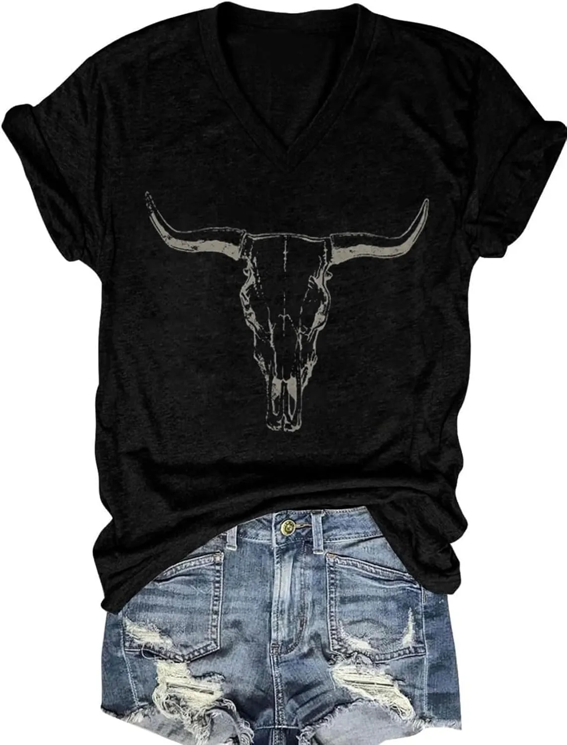 Women's T-Shirts V-Neck Dragonfly Tee Cute Summer Graphic Shirts Vintage Boho Flowers Short Sleeve T Shirt